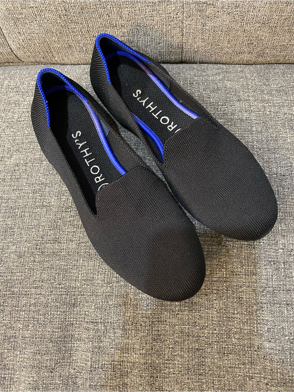 Rothy's Black Knit Slip On Flats Loafers Women’s Size 8